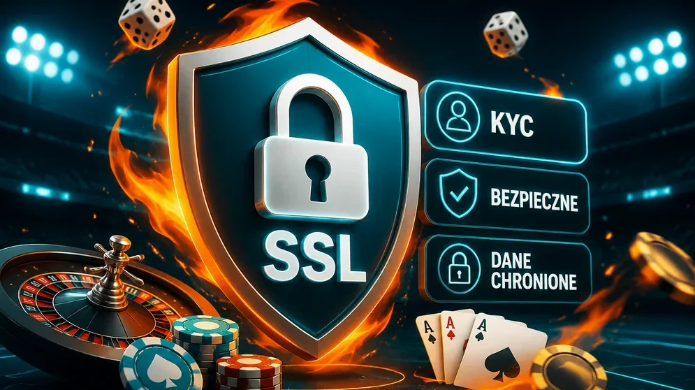 ikona kłódki SSL obok logo kasyna online